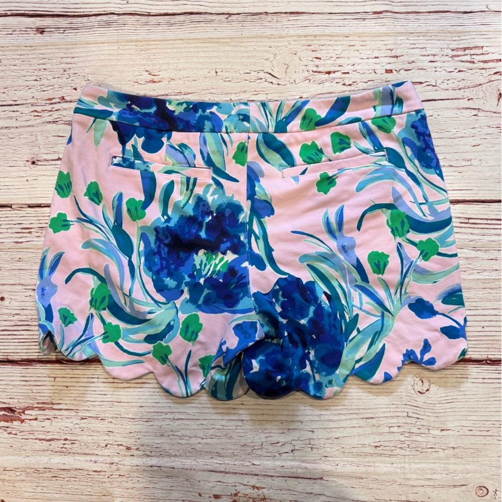 Lilly Pulitzer Pink Blue Green Floral Scallop Hem Shorts - Picture 7 of 7